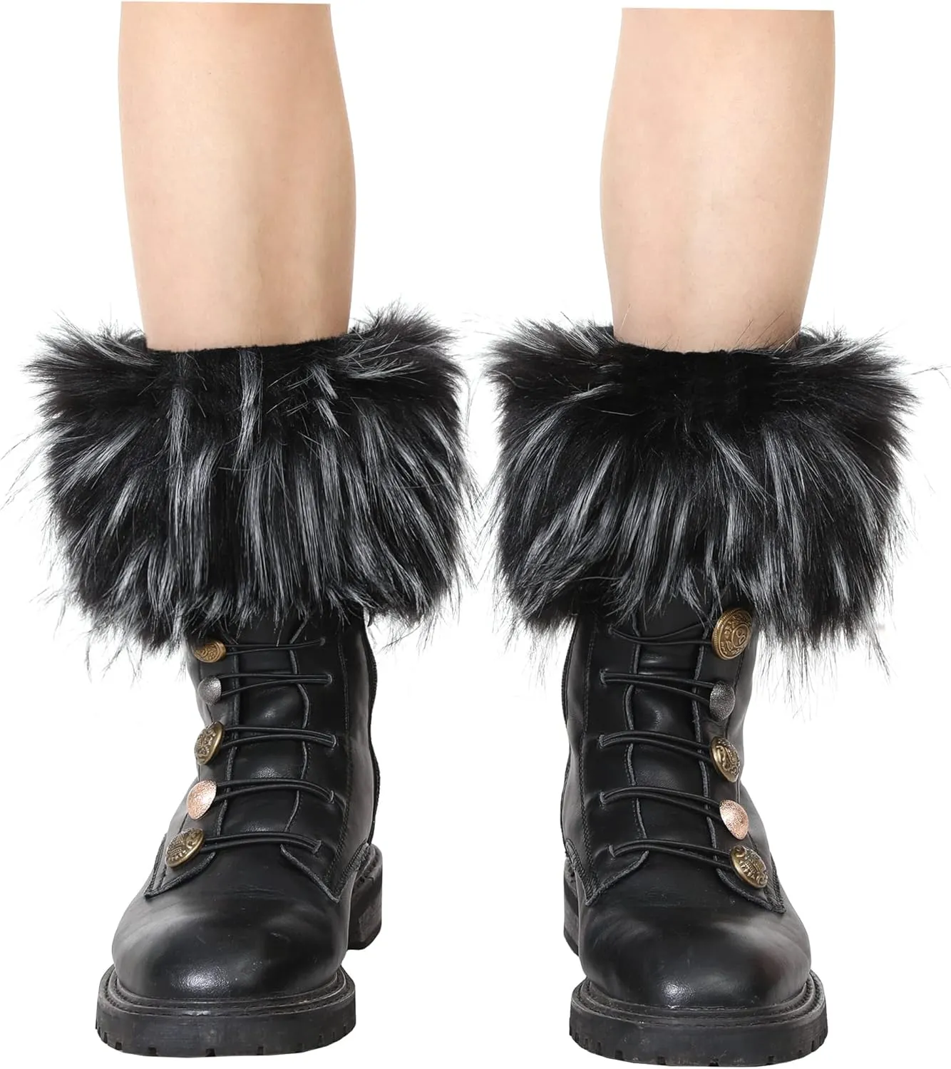 LA CARRIE Women Faux Fur Plush Leg Warmers Short Furry Fuzzy Leg Cuffs Girls Winter Knitted Boot