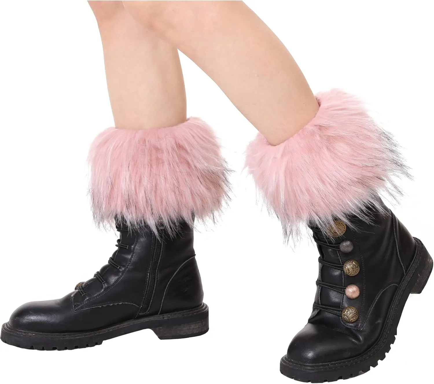 LA CARRIE Women Faux Fur Plush Leg Warmers Short Furry Fuzzy Leg Cuffs Girls Winter Knitted Boot