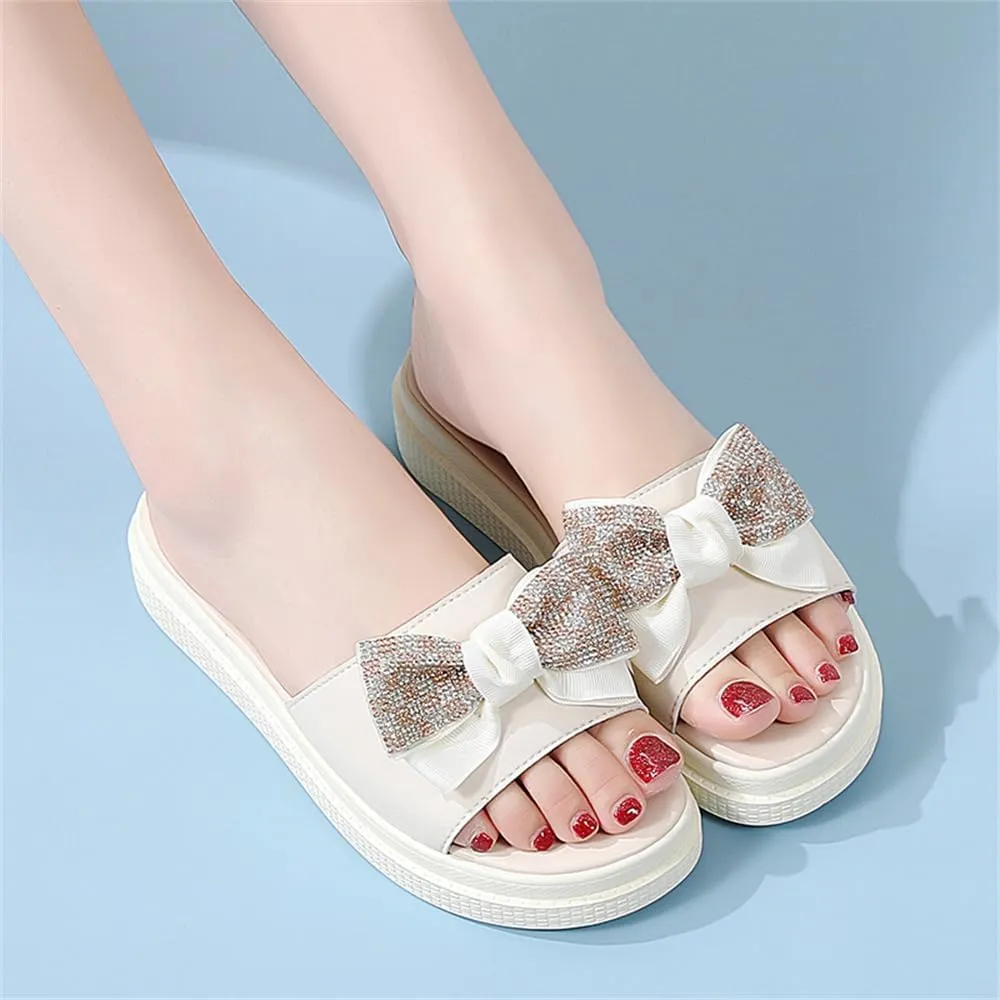 Ladies Platform Sandals - Casual Fashion Wedge Summer Beach Shoes - Comfortable Lightweight Slippers - Z Shape Ladies Rhinestone Wedge Sandals