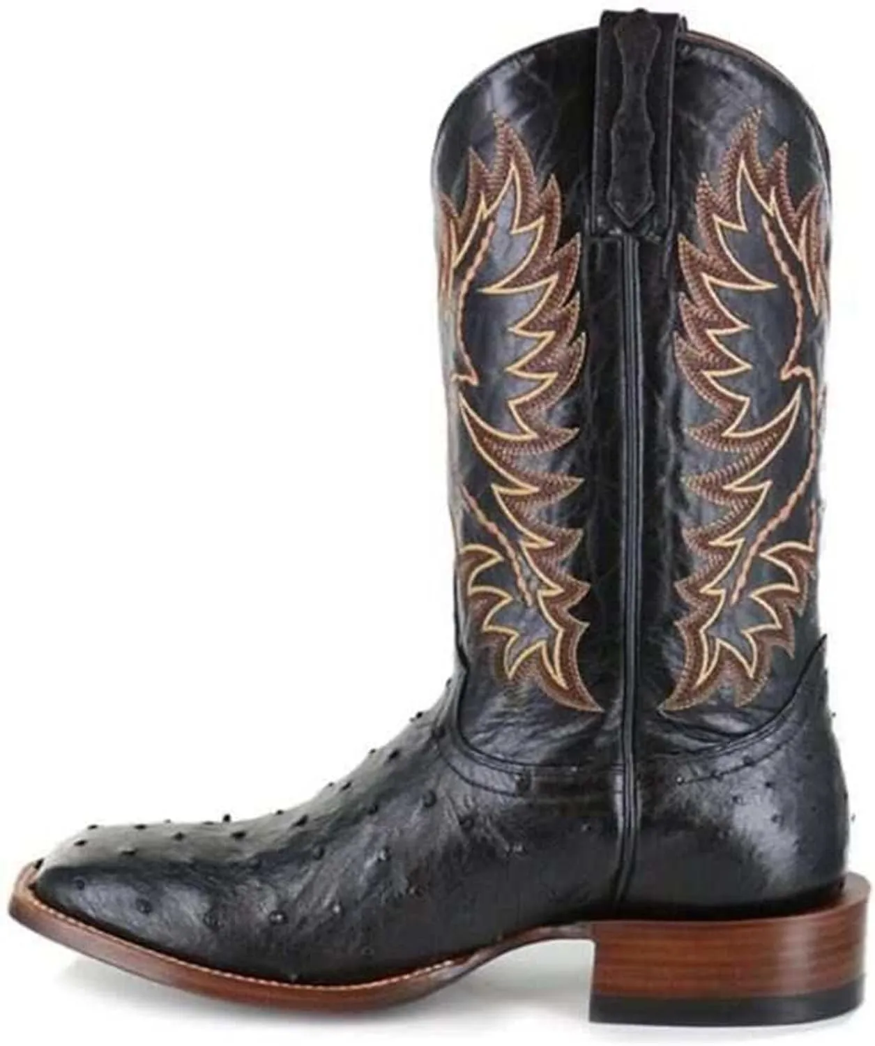 Ladmiple Cowboy Boots For Women Mid Calf Wide Width Wide Calf Mid Heel Retro Fashion Embroidery Knee High Cowgirl Boots