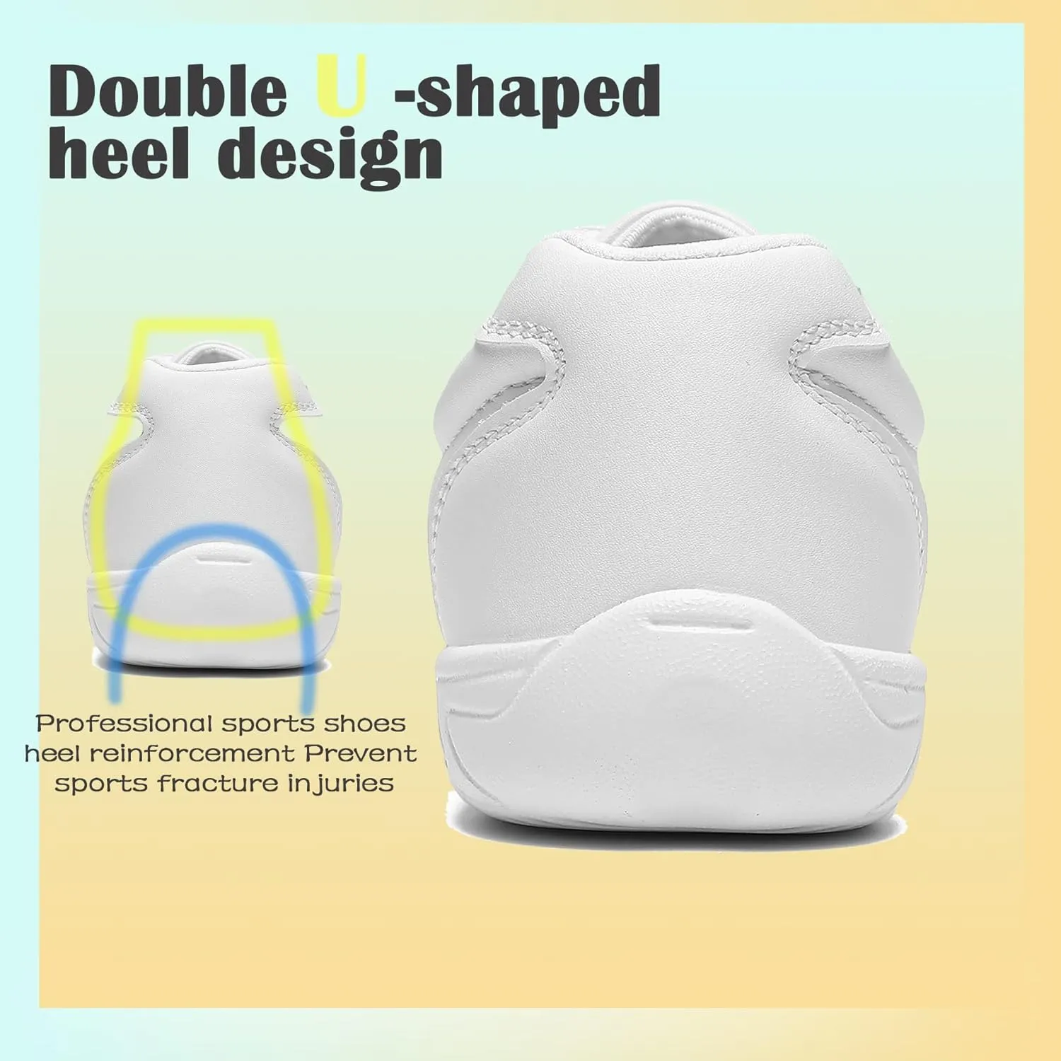 LANDHIKER Womens White Girls Cheer Shoes Cheerleading Shoes Youth Sports Training Athletic Flats Lightweight Breathable Comfortable Fabric Kids Cheer Sneakers Size