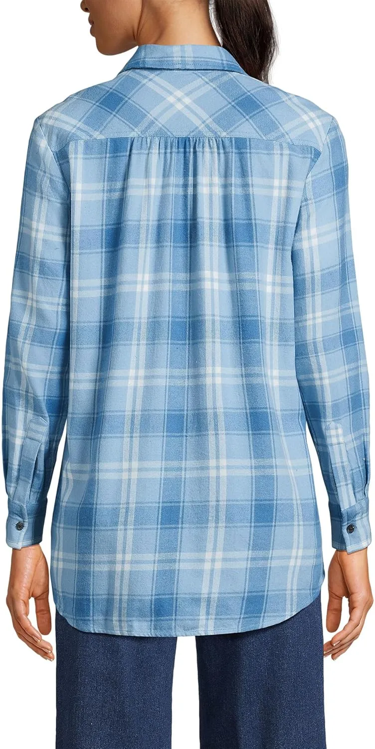 Lands' End Blake Shelton x Women's Flannel Boyfriend Fit Long Sleeve Shirt