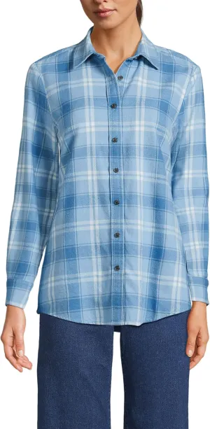 Lands' End Blake Shelton x Women's Flannel Boyfriend Fit Long Sleeve Shirt