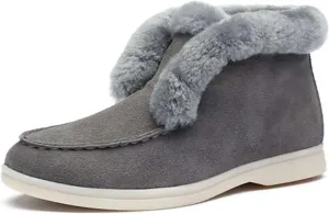 Lausiuoe Boots For Women Ankle Booties Winter Fluffy Fuzzy Soft Cozy Outdoor Fashion Casual Walking Shoes House Slipper