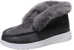 Lausiuoe Boots For Women Ankle Booties Winter Slip On Comfortable Snow Fuzzy Boots Fashion Casual Walking Shoes Loafers