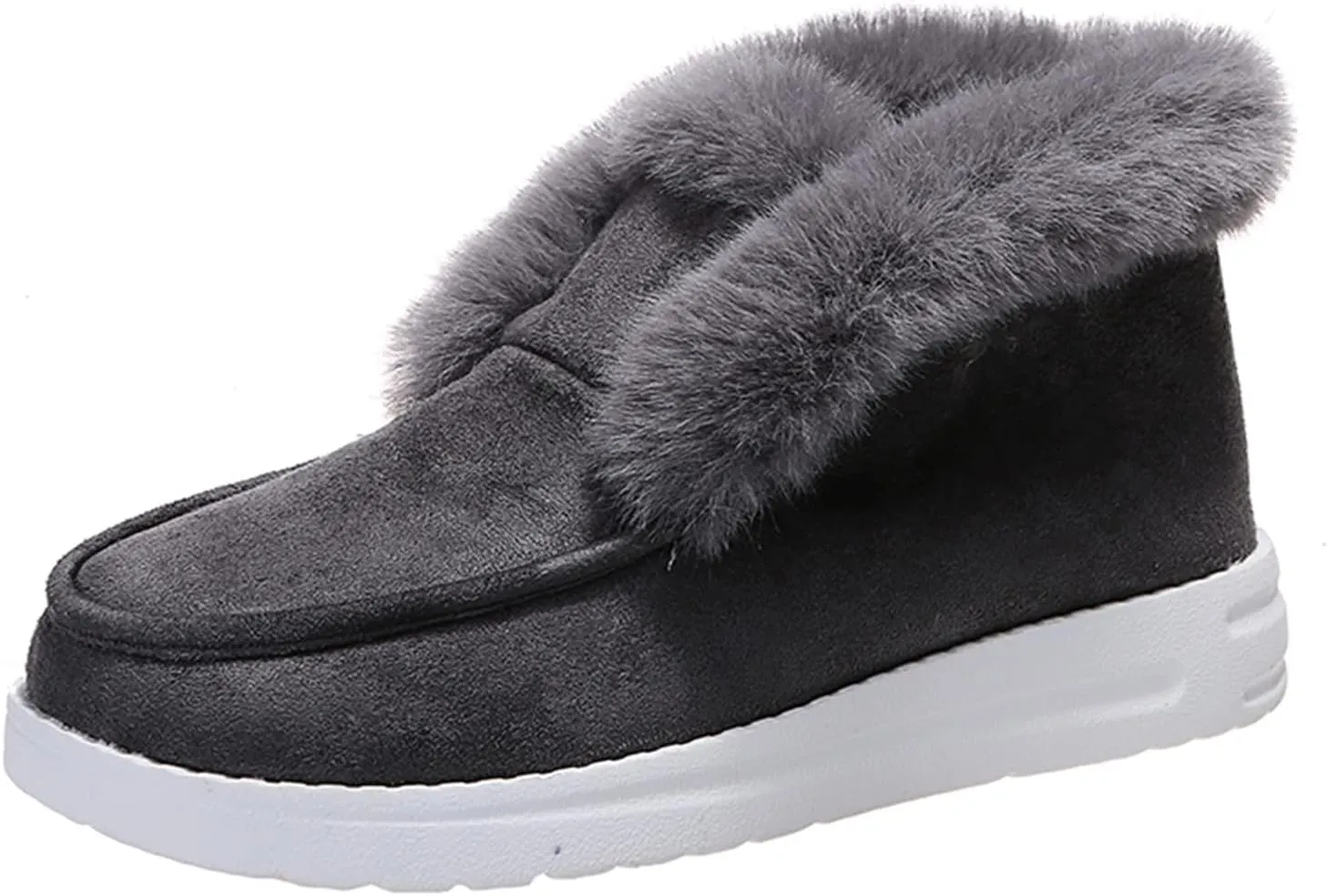 Lausiuoe Boots For Women Ankle Booties Winter Slip On Comfortable Snow Fuzzy Boots Fashion Casual Walking Shoes Loafers