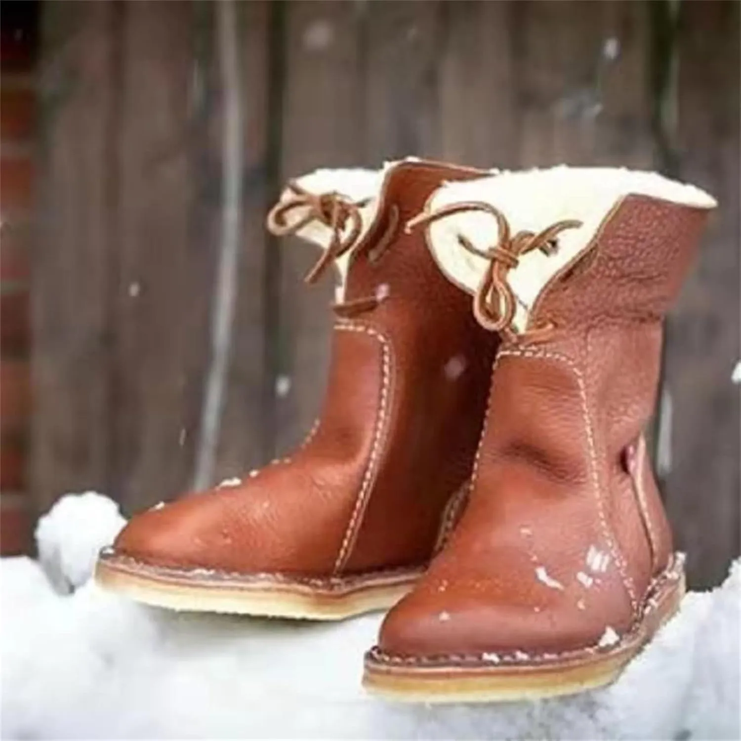 Lausiuoe Womens Winter Boots With Fur Lined Snow Fuzzy Ankle Booties Fashion Slip On Warm House Shoes Loafers Slippers