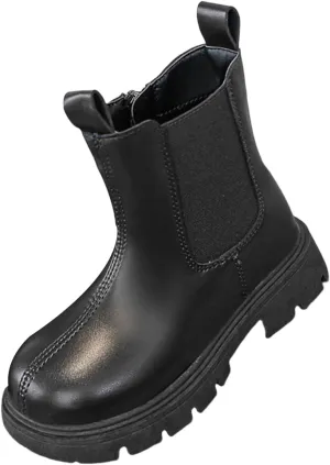 Leather 𝐖aterproof Booties For Girls Kids Dress Dance Outdoor Non Slip Shoes Side Zipper Sole Soft Boots Light Comfy