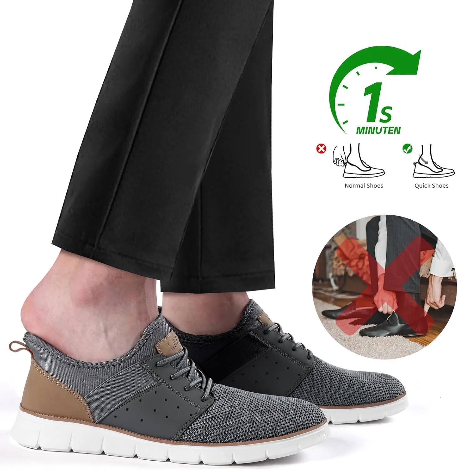 LEZTA Men‘s Casual Shoes Fashion Sneakers Quickly Put on Men's Dress Shoes Lightweight Breathable Mesh Oxfords Walking Shoes
