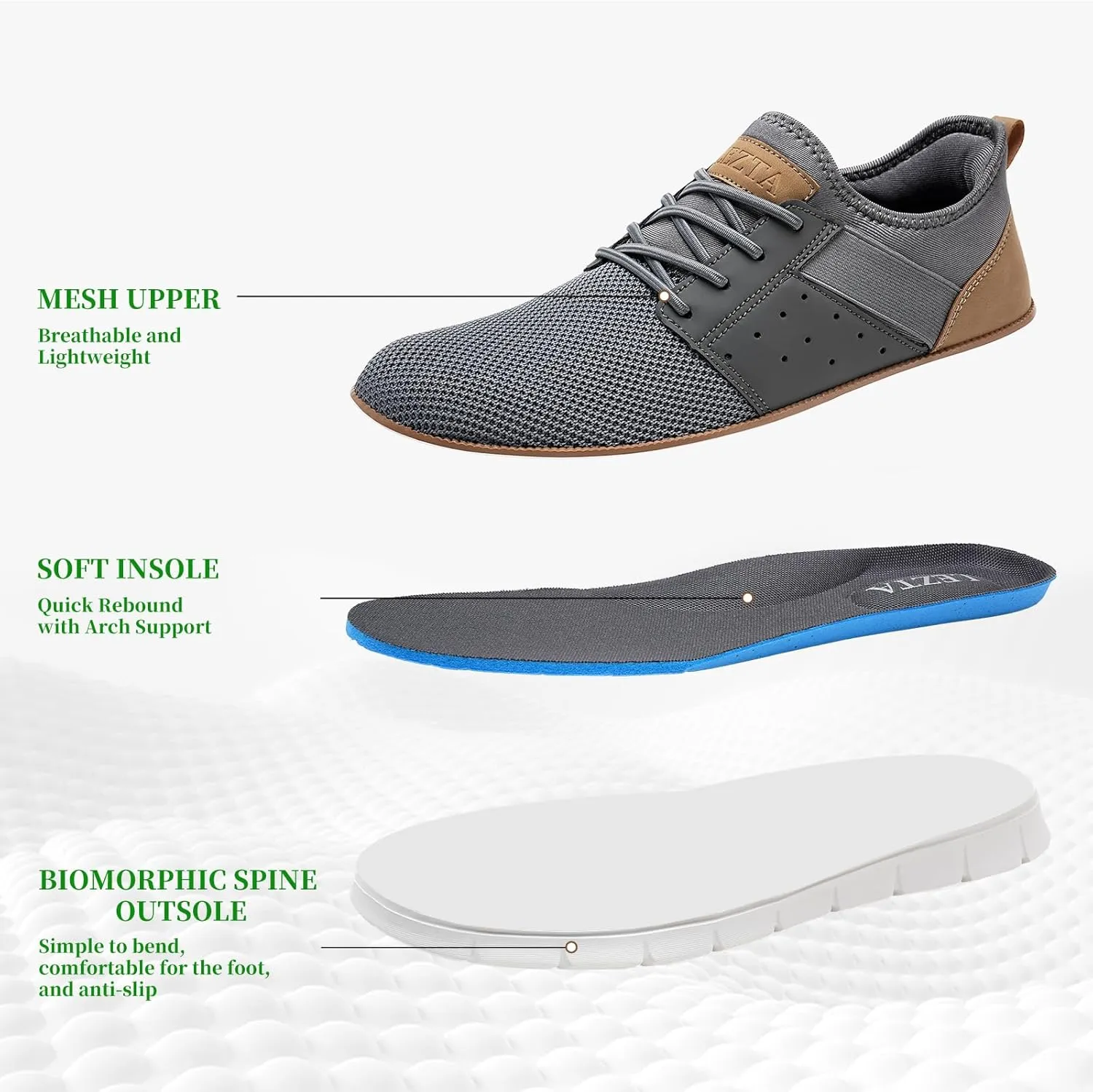 LEZTA Men‘s Casual Shoes Fashion Sneakers Quickly Put on Men's Dress Shoes Lightweight Breathable Mesh Oxfords Walking Shoes