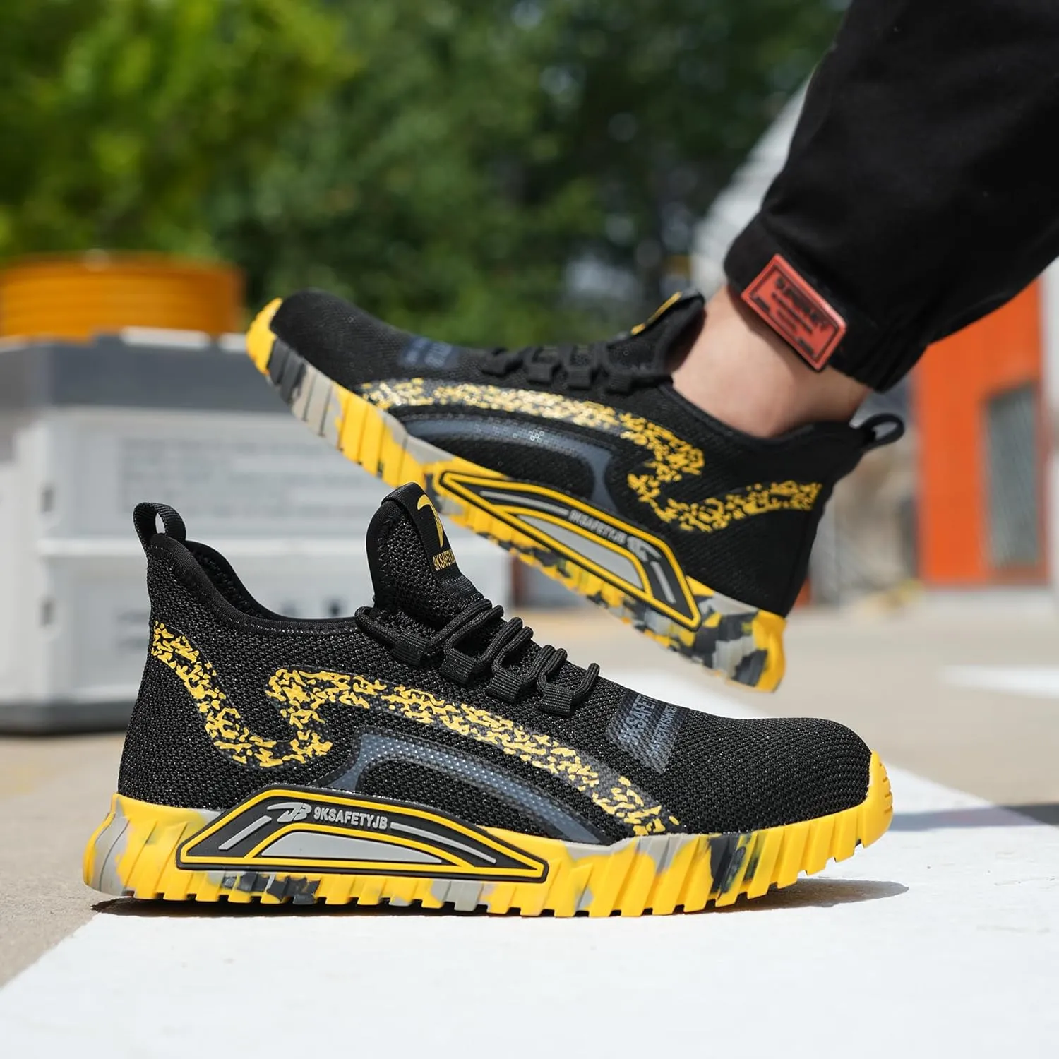 Lightweight Work Safety Steel Toe Sneakers, Durable Breathable Light Construction Tennis Shoes