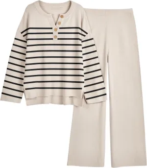 LILLUSORY Women's 2 Piece Lounge Sets Oversized Slouchy Matching Cozy Knit Sets