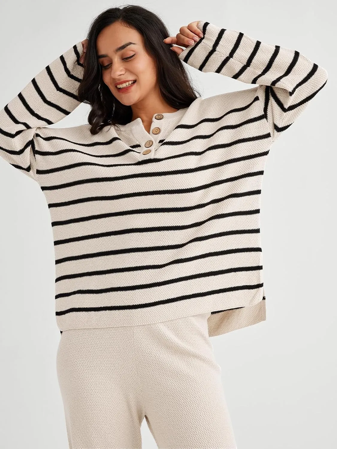LILLUSORY Women's 2 Piece Lounge Sets Oversized Slouchy Matching Cozy Knit Sets