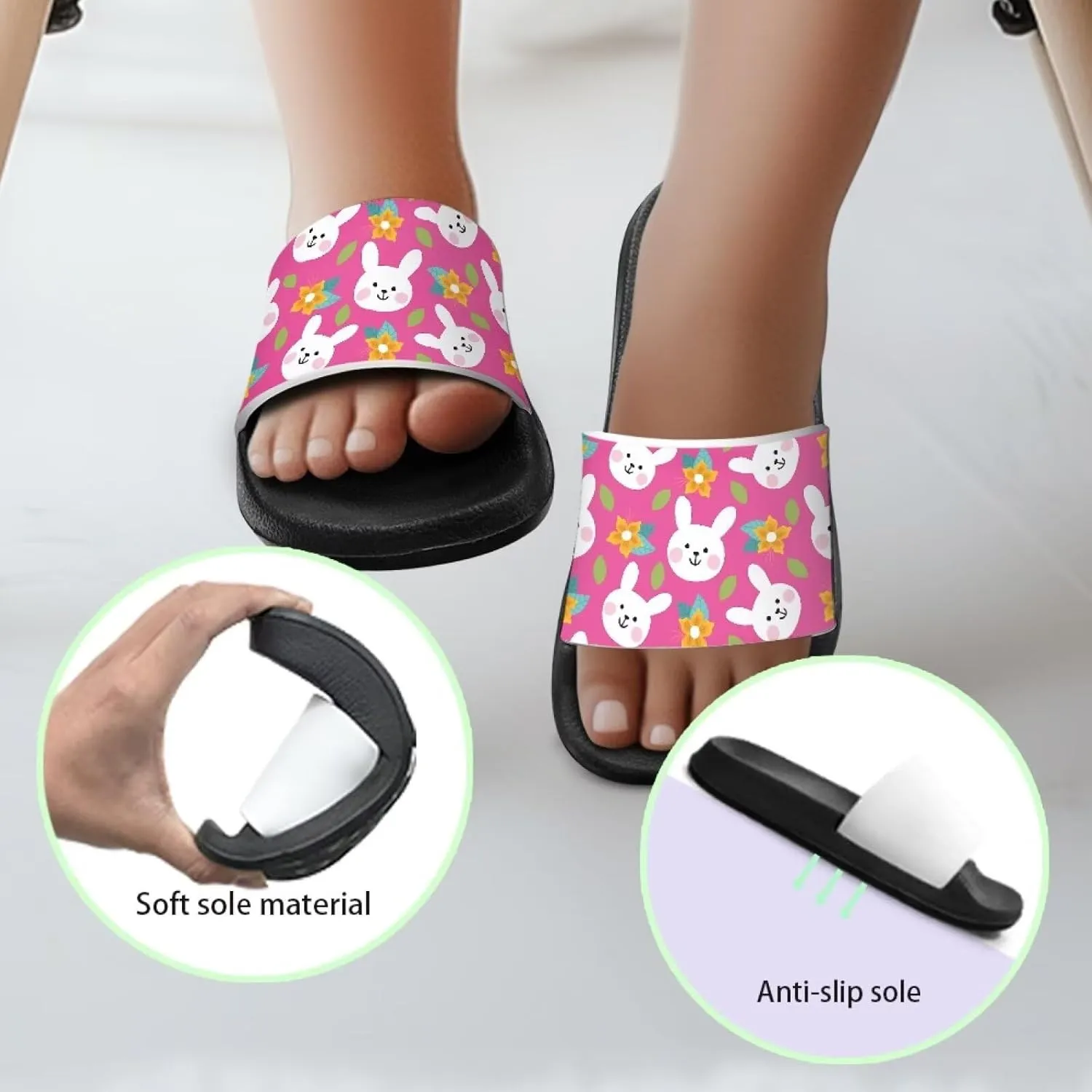 Little Kids Slides Slippers Summer EVA Non Slip One Piece Sandal for Beach Home Soft and Quickly Drying