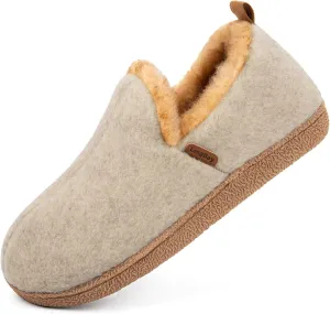 LongBay Women's Felt Bootie Slippers Warm Cozy Memory Foam Slipper Boots with Polar Fleece Lining Non Slip House Shoes Indoor Outdoor