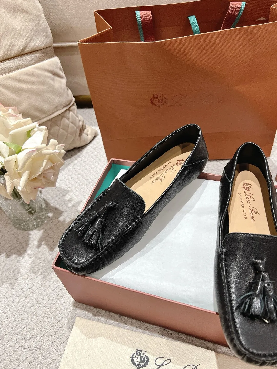 LP Dot sole walk mocassinown Black Leather 215006