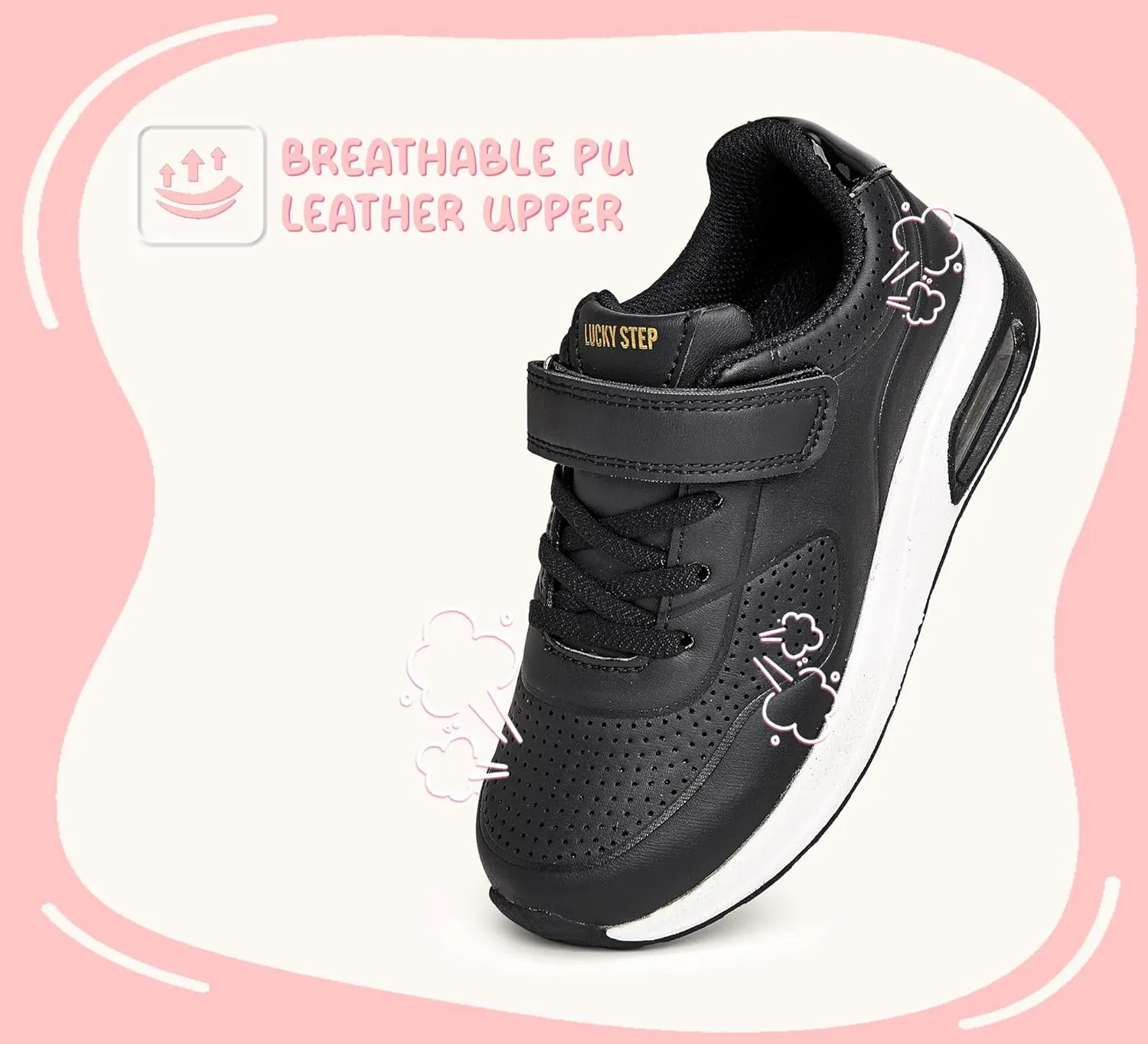 LUCKY STEP Boys Girls Athletic Running Shoes Air Lightweight Fashion Sneakers Casual Breathable Tennis Trainers for Little Kids