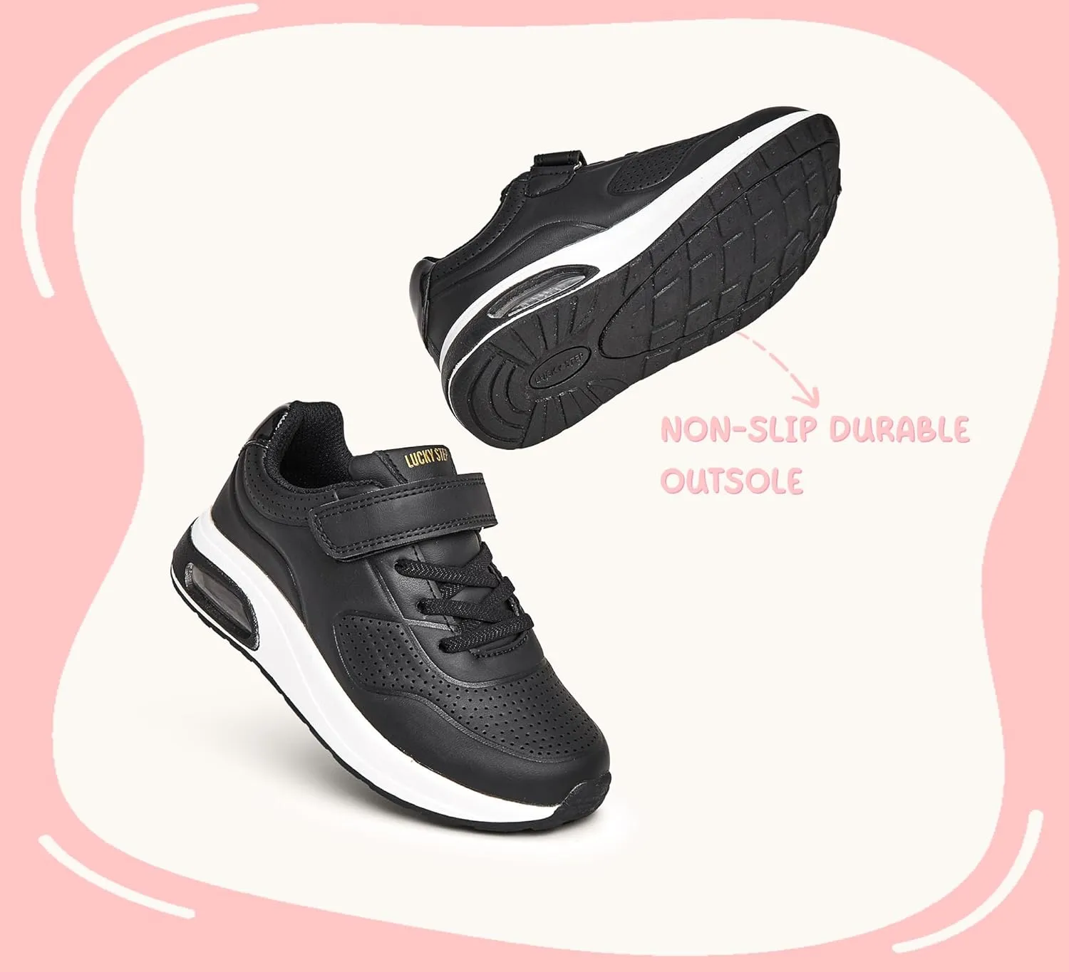 LUCKY STEP Boys Girls Athletic Running Shoes Air Lightweight Fashion Sneakers Casual Breathable Tennis Trainers for Little Kids