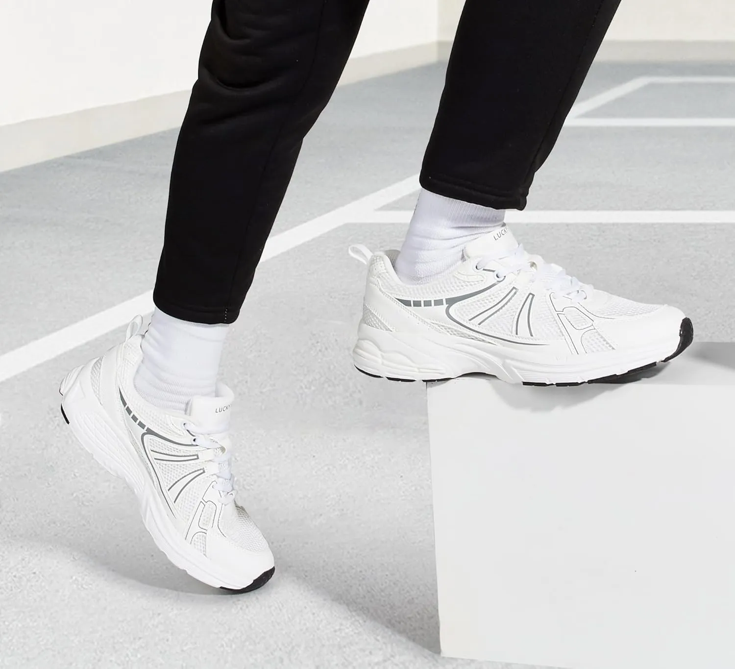 LUCKY STEP Men's Mesh Breathable Fashion Sneakers Non Slip Comfortable Running Shoes Lightweight Casual Workout Tennis Shoes