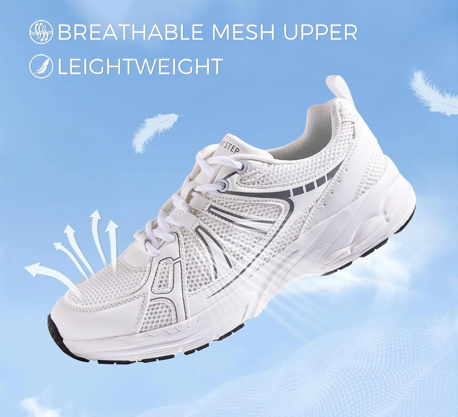 LUCKY STEP Men's Mesh Breathable Fashion Sneakers Non Slip Comfortable Running Shoes Lightweight Casual Workout Tennis Shoes