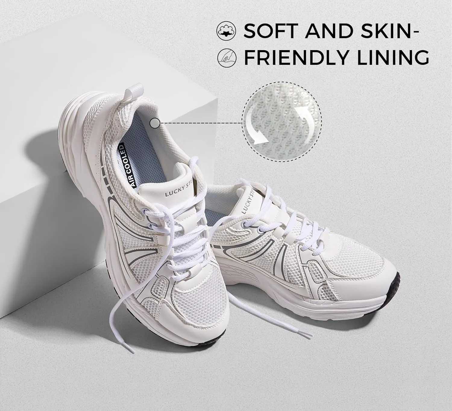 LUCKY STEP Men's Mesh Breathable Fashion Sneakers Non Slip Comfortable Running Shoes Lightweight Casual Workout Tennis Shoes