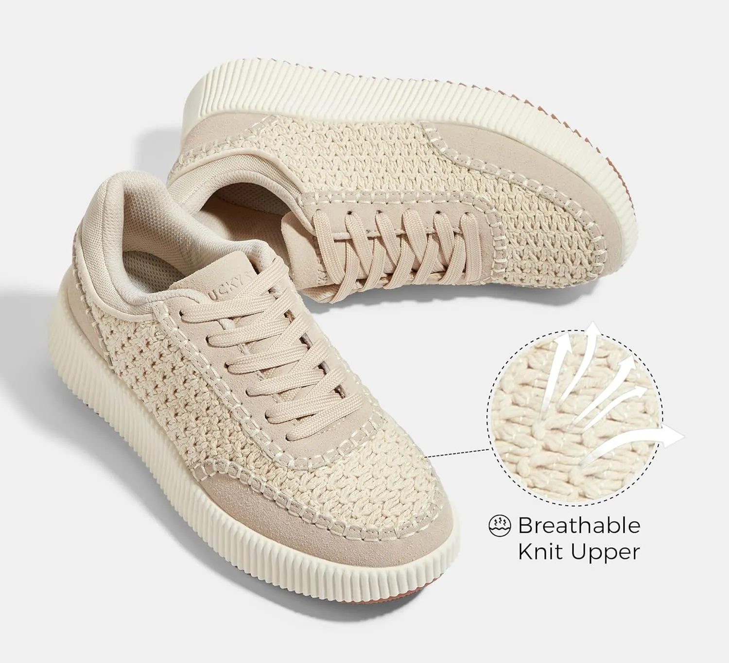 LUCKY STEP Women's Platform Sneakers Retro Braided Fashion Casual Chunky Shoes Breathable Durable Non Slip Walking Footwear