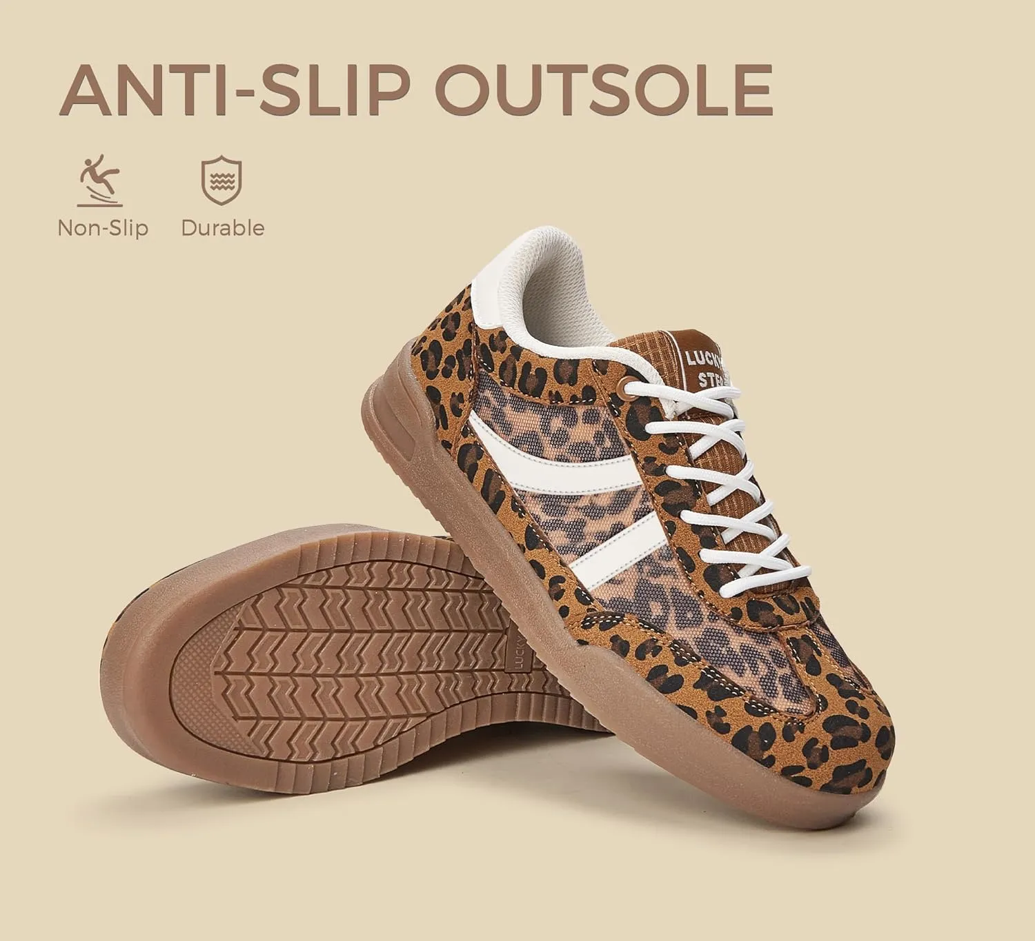 LUCKY STEP Women's Retro Fashion Sneakers Classic Mesh Gum Sole Tennis Footwear Casual Running Trainer Skate Walking Shoes