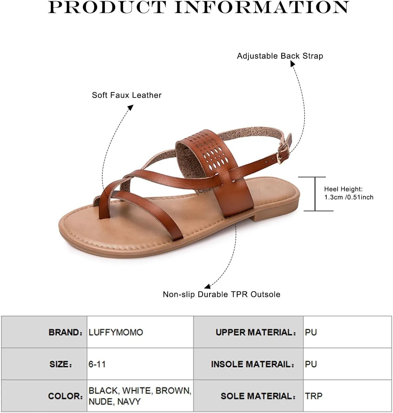 Luffymomo Womens Strappy Flat Sandals Leathe Gladiator Sandals Summer Casual Fisherman Thong