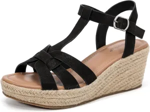 Luoika Women's Wide Width Wedge Sandals, Platform Ankle Strap Open Toe Espadrille Wedge Pump Heel Women's Sandals Concise Casual Summer Shoes.