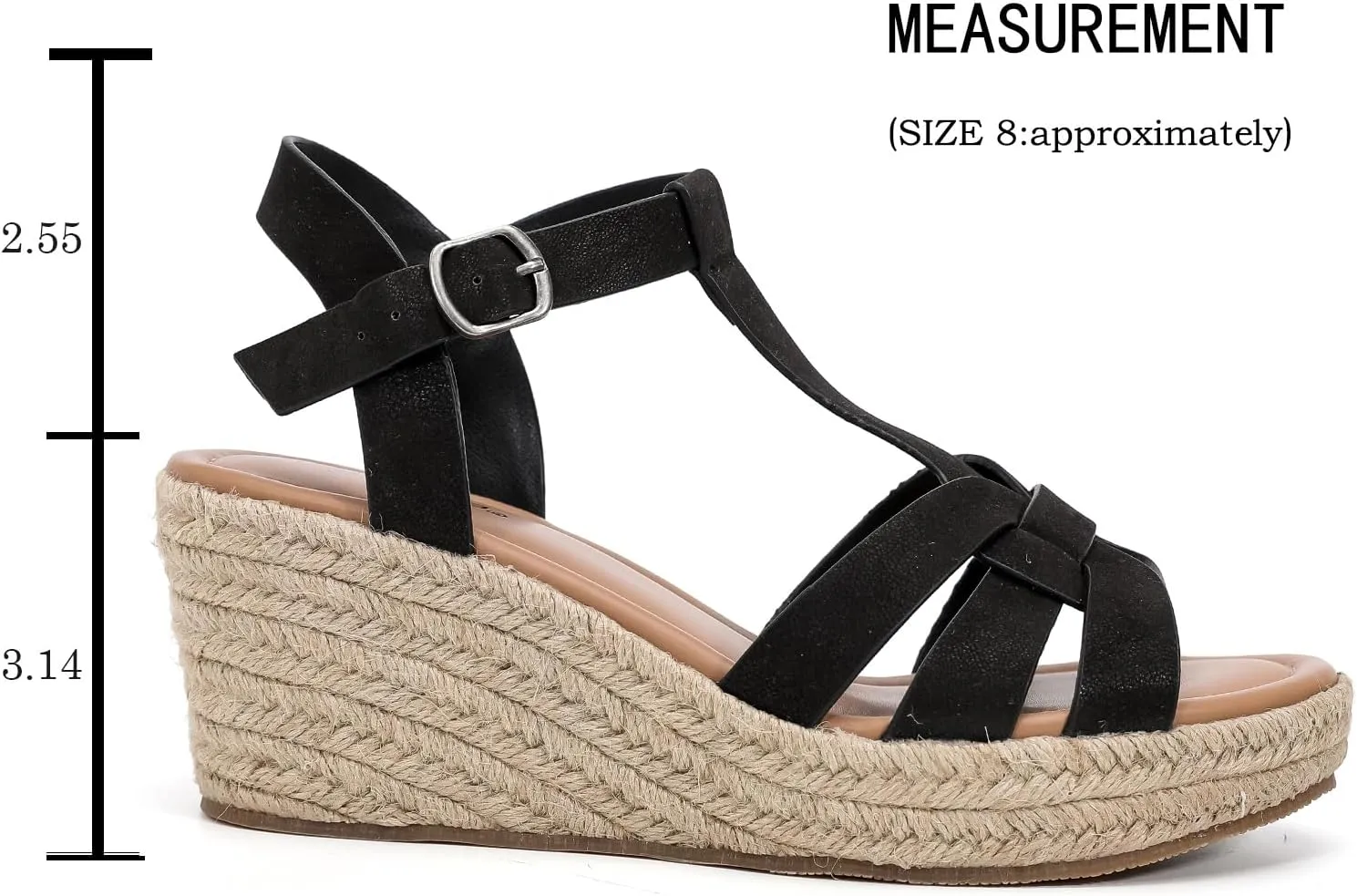 Luoika Women's Wide Width Wedge Sandals, Platform Ankle Strap Open Toe Espadrille Wedge Pump Heel Women's Sandals Concise Casual Summer Shoes.