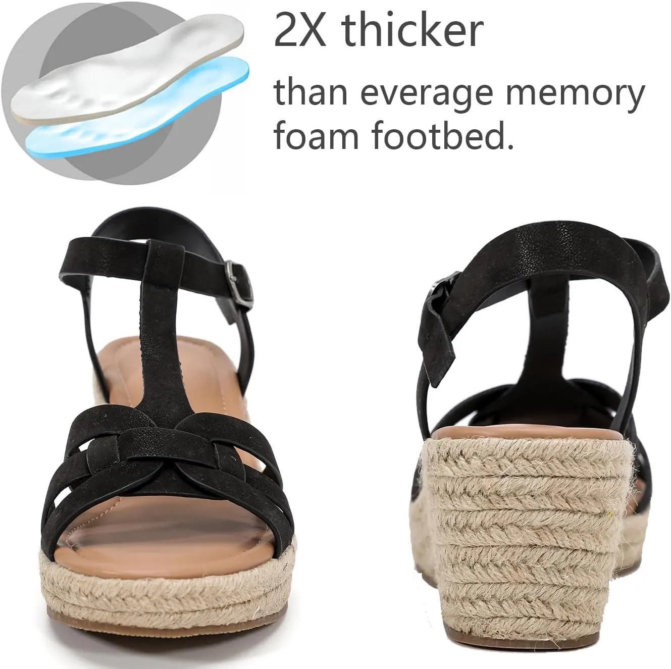 Luoika Women's Wide Width Wedge Sandals, Platform Ankle Strap Open Toe Espadrille Wedge Pump Heel Women's Sandals Concise Casual Summer Shoes.