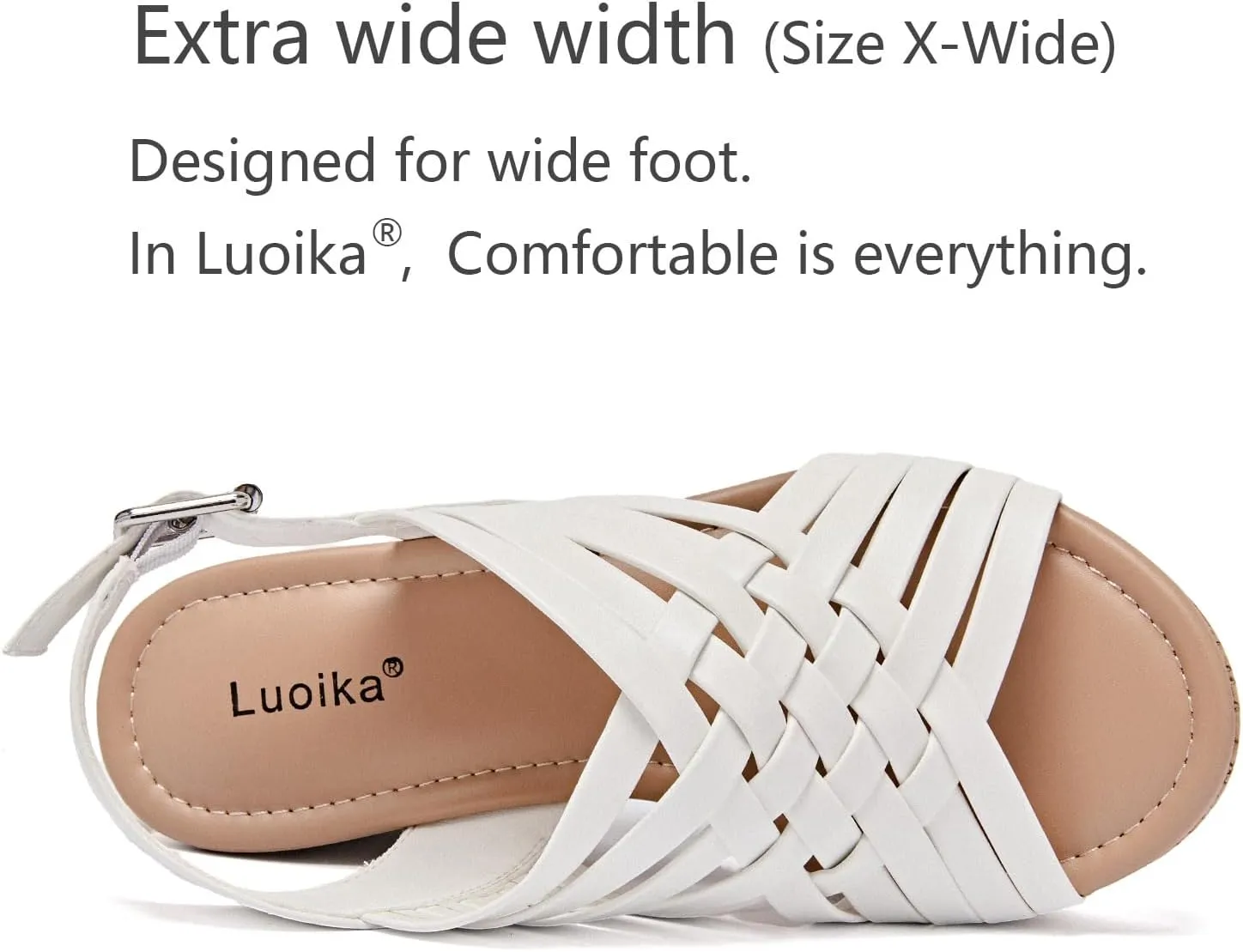 Luoika Women's Wide Width Wedge Sandals, Platform Wedge Pump Heel Ankle Strap Open Toe Women's Sandals Concise Casual Summer Shoes.