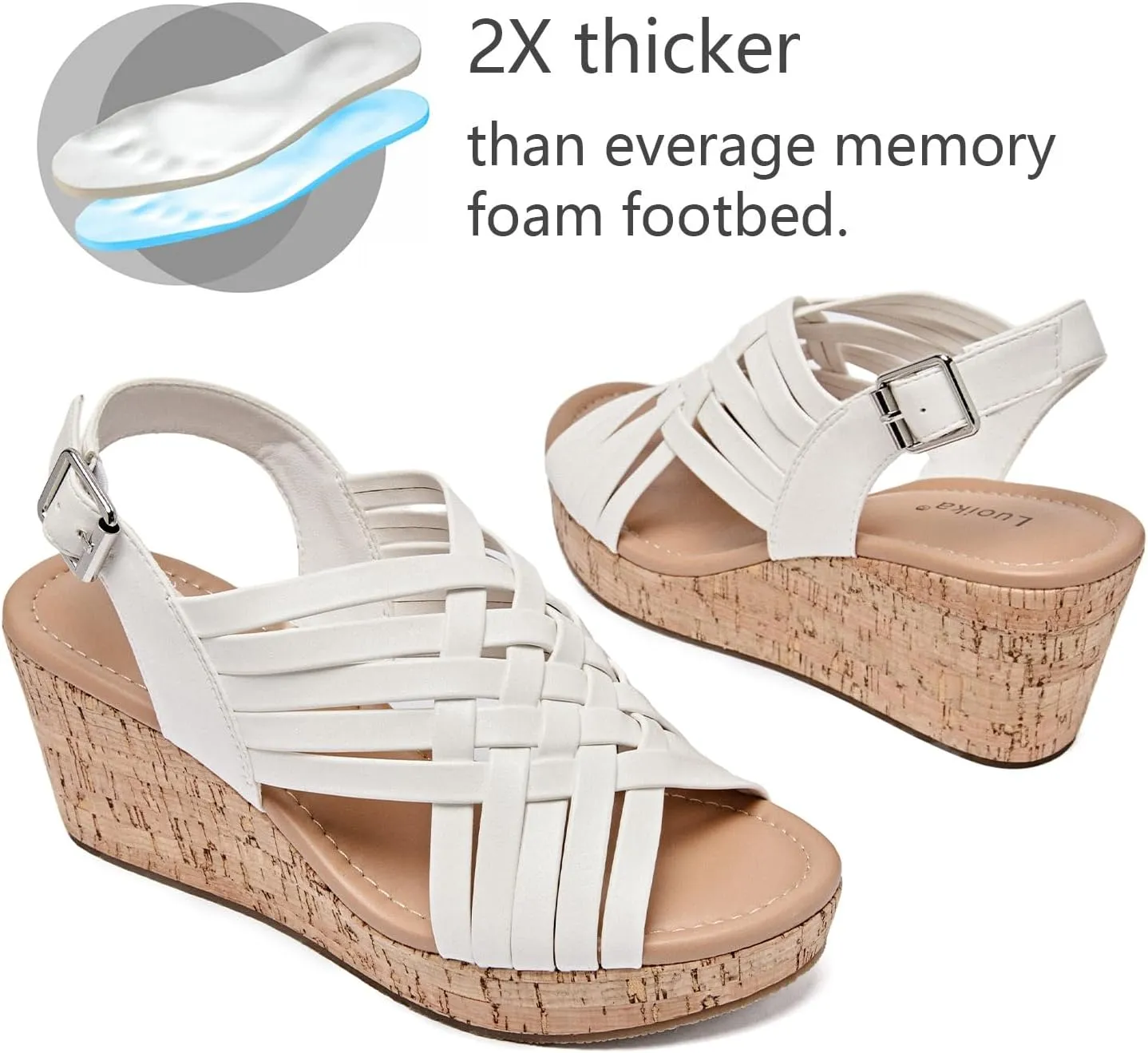 Luoika Women's Wide Width Wedge Sandals, Platform Wedge Pump Heel Ankle Strap Open Toe Women's Sandals Concise Casual Summer Shoes.