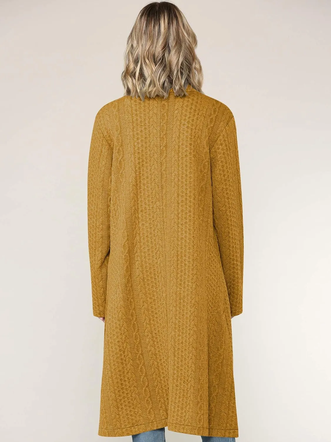 Made By Johnny Women's Casual Cozy Braided Open Front Long Pocket Cardigan Sweater