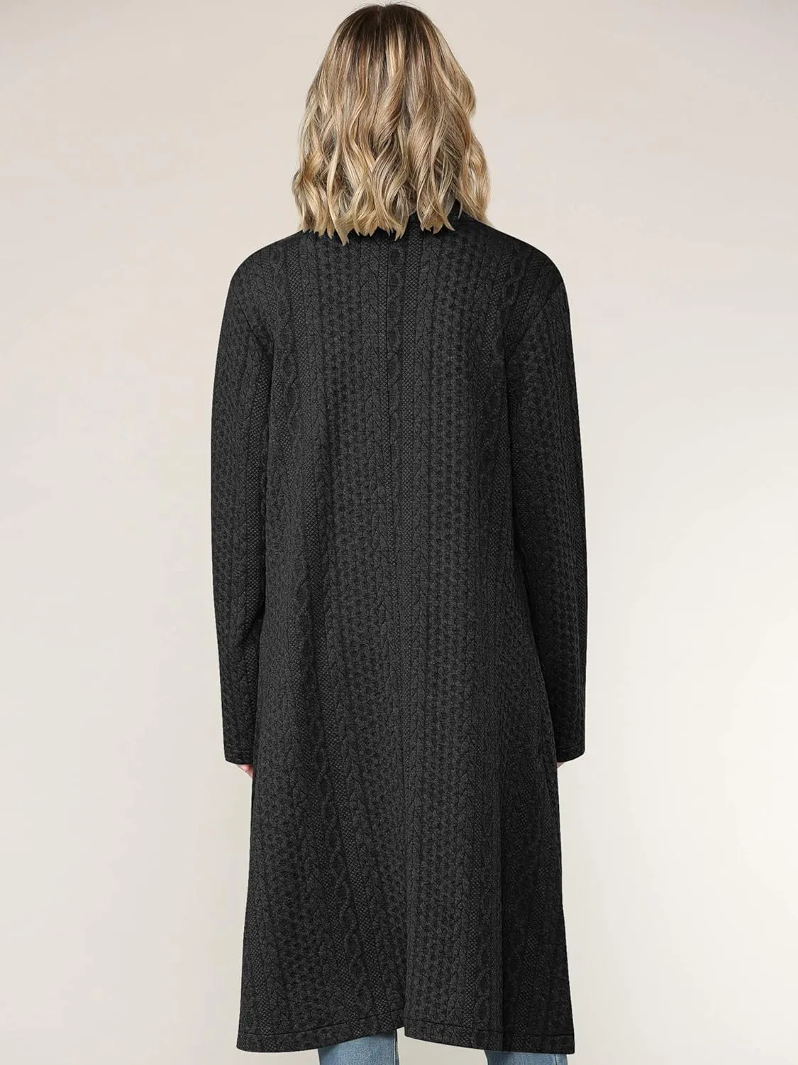 Made By Johnny Women's Casual Cozy Braided Open Front Long Pocket Cardigan Sweater