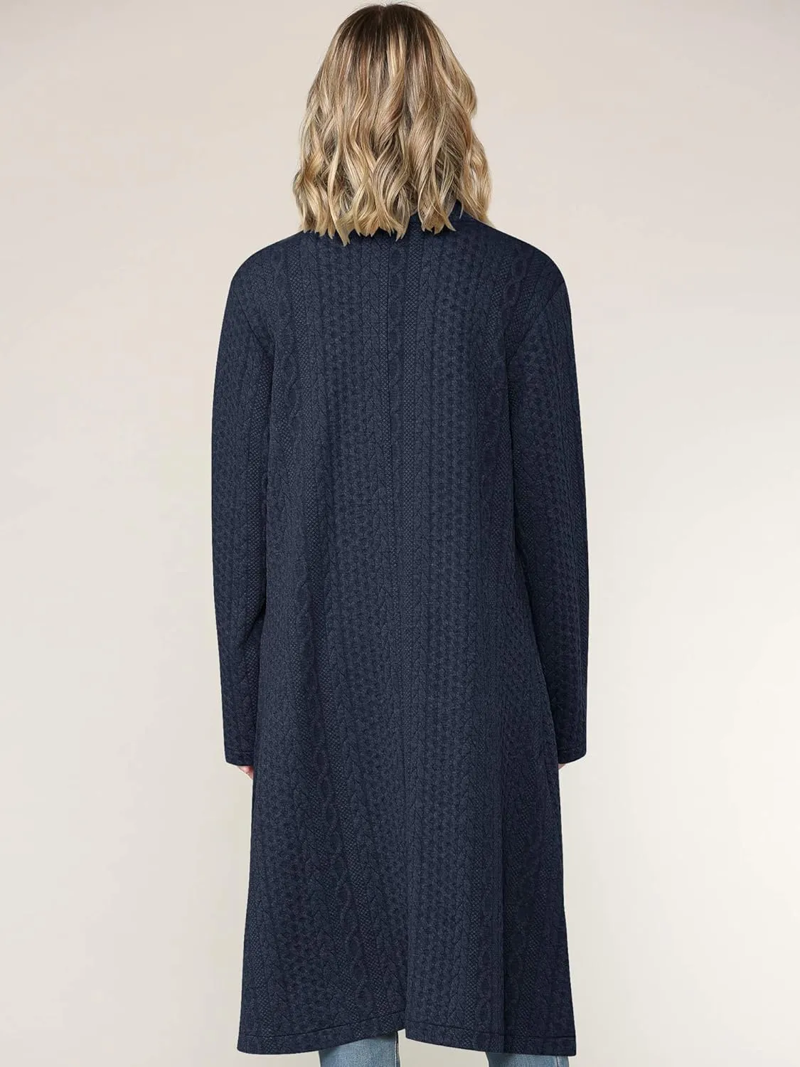 Made By Johnny Women's Casual Cozy Braided Open Front Long Pocket Cardigan Sweater