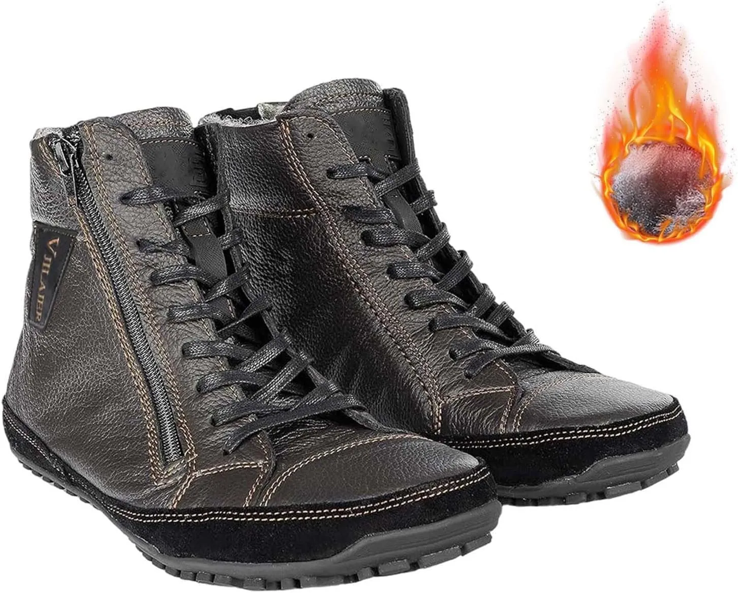 Magic Shoes Alaskan Mens Winter Boots with Fleece Lined Barefoot Shoes for Couples Non-Slip Hiking Footwear Comfort Warm Work Boots Grounded Shoes Zero Drop Booties Walking
