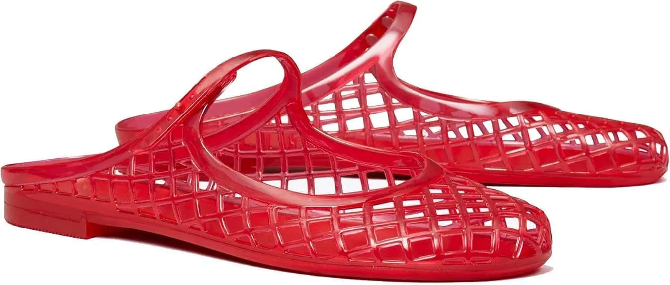 Mary Jane Jelly Mesh Hollow Flat Sandals for Women Closed Cute Trendy No Slip Causal Comfortable Closed Toe Flat Jelly Sandals Summer Mesh Walking Lightweight Running Beach Travel