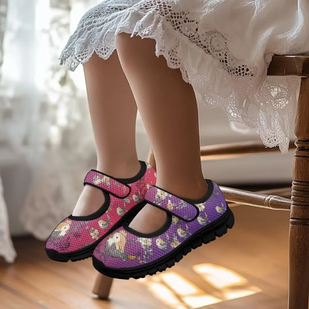 Mary Jane Shoes for Girls Back to School Flats Shoes Toddler Anti-Slip Sneaker with Mesh Upper