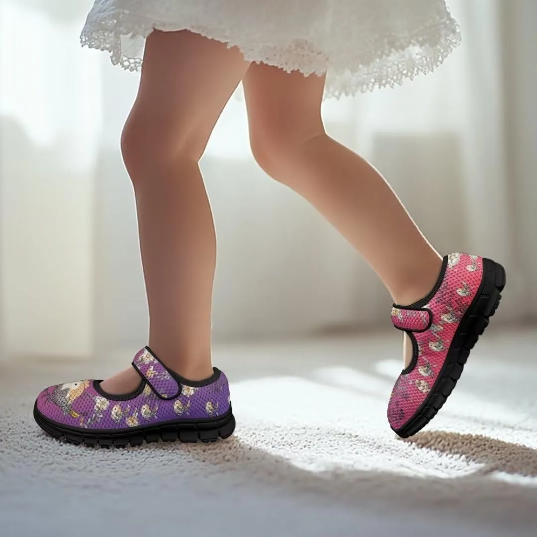 Mary Jane Shoes for Girls Back to School Flats Shoes Toddler Anti-Slip Sneaker with Mesh Upper