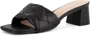 MaxMuxun Women's Square Open Toe Low Chunky Block Heel Slip on Slide Sandals