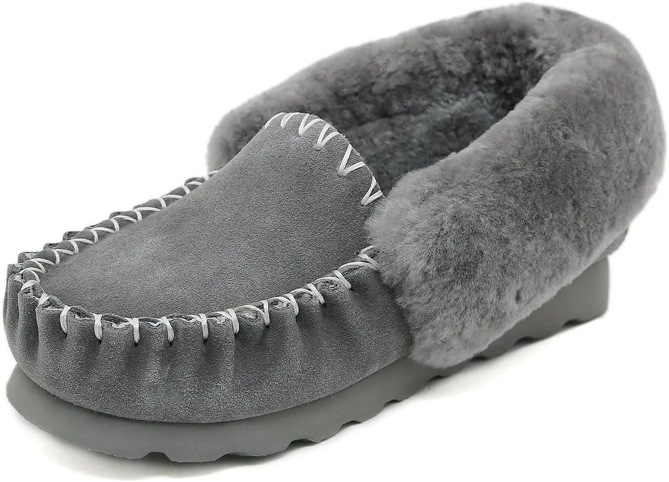 Mel&Syd 100% Australian Sheepskin Moccasin Slippers for Women/Men - Loafers Slip On Mini Boots - Lightweight Memory Foam Winter House Shoes - Comfy Shearling Snow Boots for Cold with Fluffy Collar