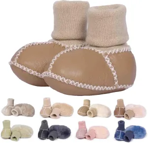 Mel&Syd Fleece Baby Booties, Unisex Geninue Australian Sheepskin Baby Booties, Infant Booties 0-12 Months