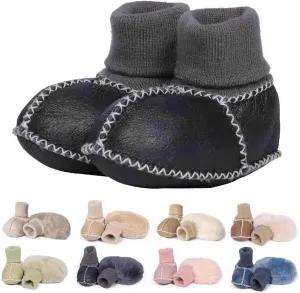 Mel&Syd Fleece Baby Booties, Unisex Geninue Australian Sheepskin Baby Booties, Infant Booties 0-12 Months