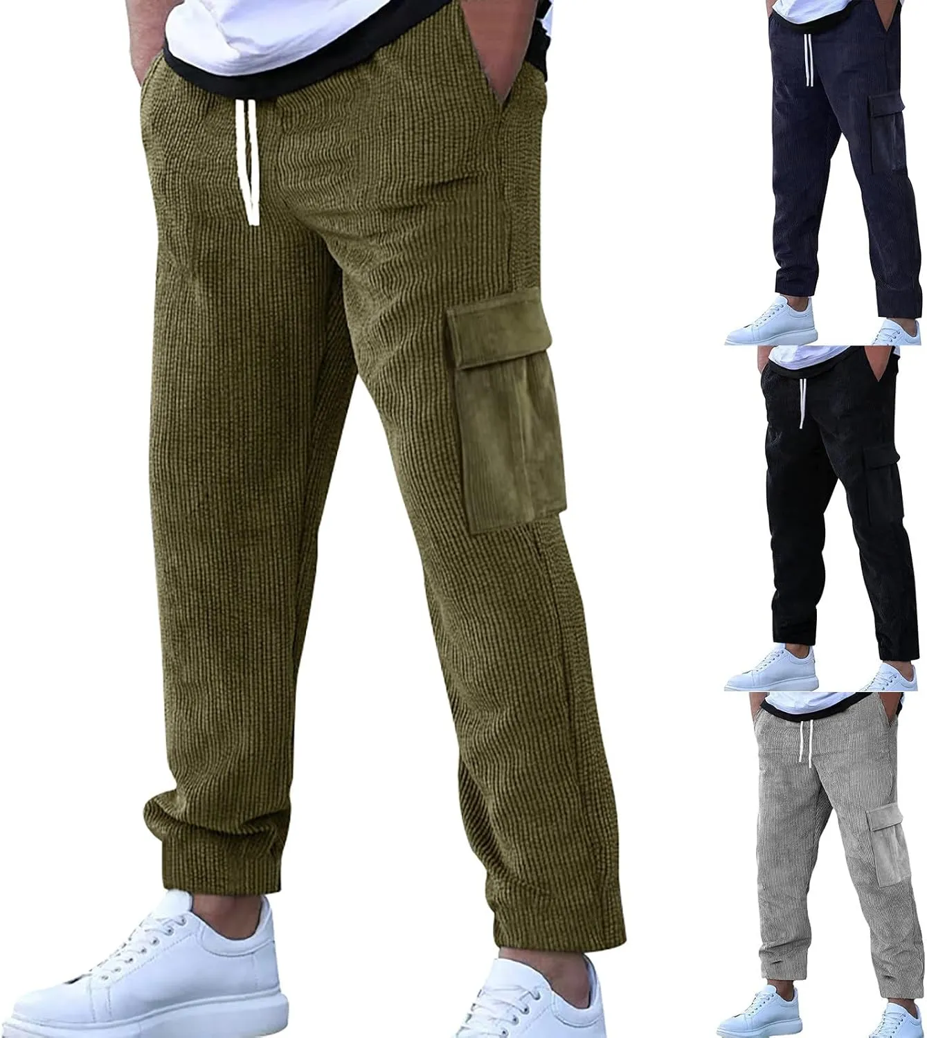 Mens Athletic Pants Fishing Big and Tall Jogging Stretch Durable Sweatpants Tactical Trousers Straight Leg Casual Pants