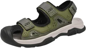 Men's Cowhide Leather Hiking Sandals - Athletic Closed - Toe Walking & Sports Fisherman Beach Water Sandals (Black,8)