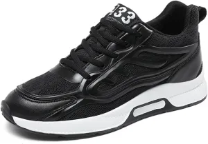 Mens Elevator Sneakers 2.36 Inch Invisible Height Increasing Taller Lifting Shoes Lace up Elevator Shoes Hidden Heel Trainers Fashion Sneakers