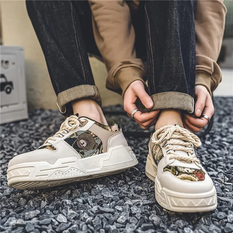 Men's Fashionable Thick Soled Skateboard Shoes Casual Walking Shoes Comfy Non Slip Durable Suitable for Outdoor Campus Walking