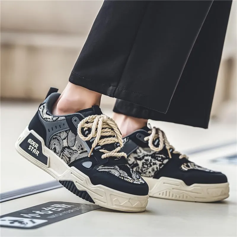 Men's Fashionable Thick Soled Skateboard Shoes Casual Walking Shoes Comfy Non Slip Durable Suitable for Outdoor Campus Walking