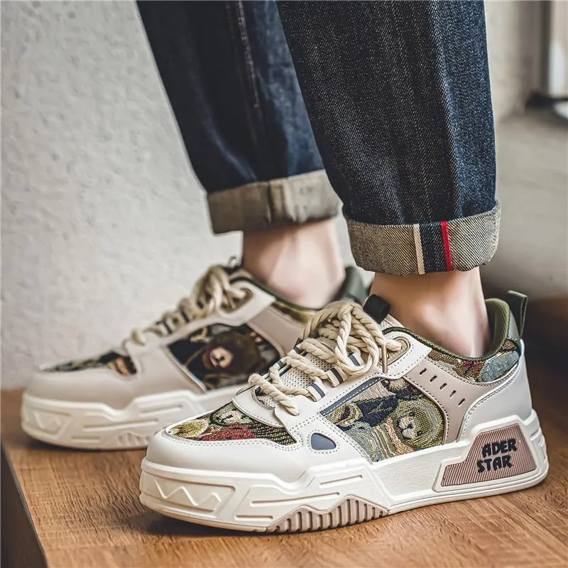 Men's Fashionable Thick Soled Skateboard Shoes Casual Walking Shoes Comfy Non Slip Durable Suitable for Outdoor Campus Walking